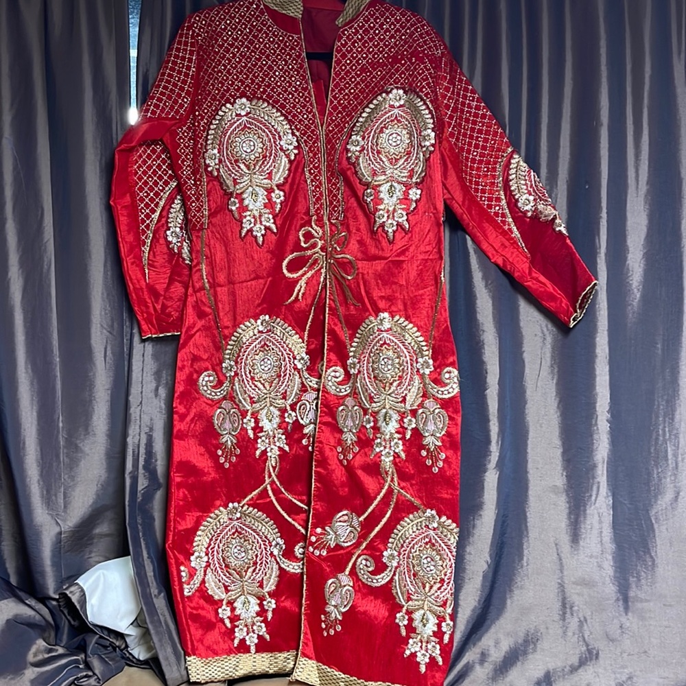 Red embroidered indian Anarkali